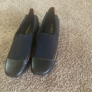 Sesto Meucci Women’s Shoe Leather Driving Loafers Flats 8.5M Black W Tan Accent